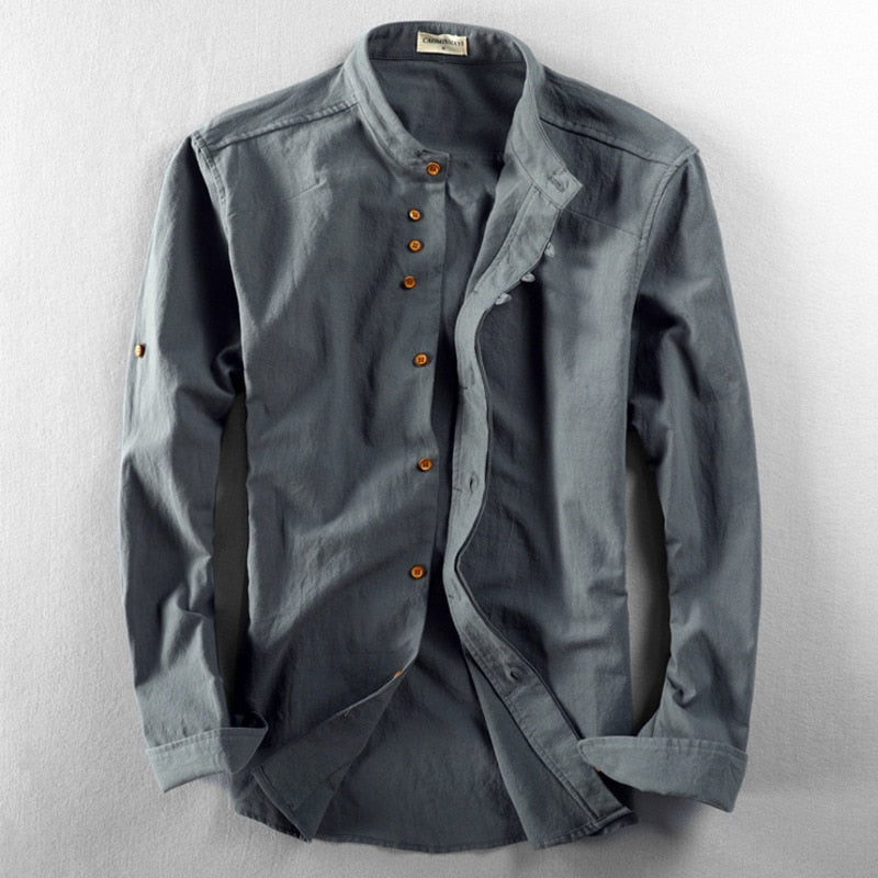 Moderner Stil für Herren Hemd mit Stehkragen und Eleganten Knopfdetails für Alltag und Freizeit