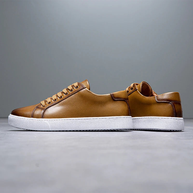 Moderne Herren Leder Sneaker mit weißer Sohle – Elegante Casual Schuhe für Alltag & Business