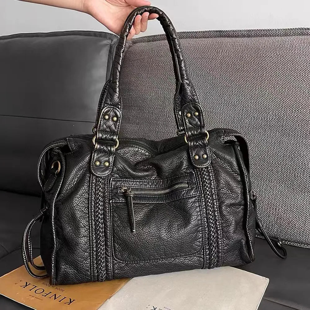 Lunéthra - Schwarze Handtasche für den Einkauf