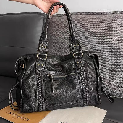 Lunéthra - Schwarze Handtasche für den Einkauf