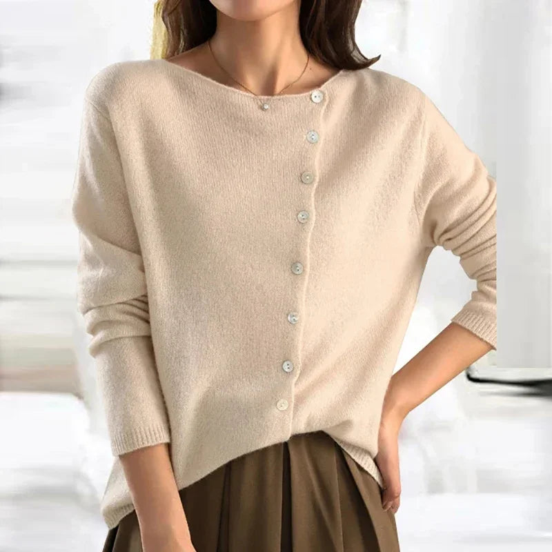 Juliette - Elegantes und Weiches Asymmetrisches Frühlings-Cachemire-Gilet mit Knöpfen