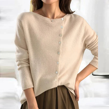 Juliette - Elegantes und Weiches Asymmetrisches Frühlings-Cachemire-Gilet mit Knöpfen