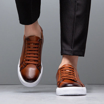 Moderne Herren Leder Sneaker mit weißer Sohle – Elegante Casual Schuhe für Alltag & Business