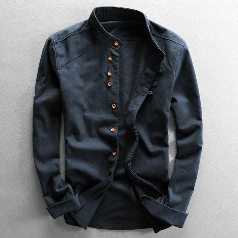 Moderner Stil für Herren Hemd mit Stehkragen und Eleganten Knopfdetails für Alltag und Freizeit