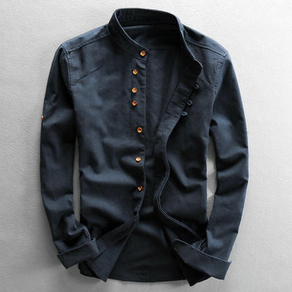 Moderner Stil für Herren Hemd mit Stehkragen und Eleganten Knopfdetails für Alltag und Freizeit