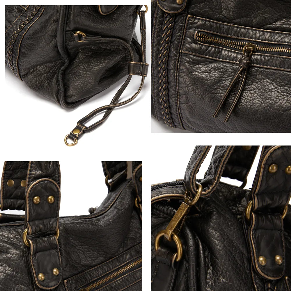 Lunéthra - Schwarze Handtasche für den Einkauf