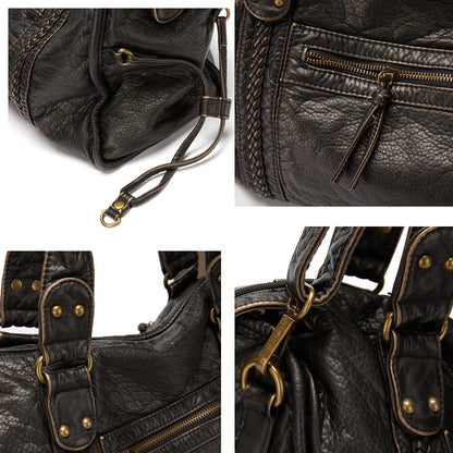 Lunéthra - Schwarze Handtasche für den Einkauf