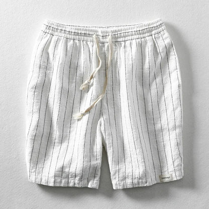 Leichte Leinen Shorts für Herren – Atmungsaktive Sommerhose mit Kordelzug & Streifen-Design