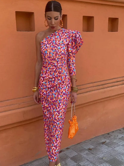Élinore - Asymmetrisches Festliches Sommerkleid mit Farbigen Punkten