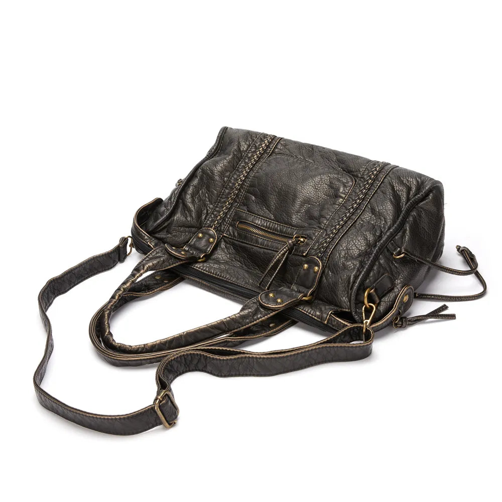 Lunéthra - Schwarze Handtasche für den Einkauf