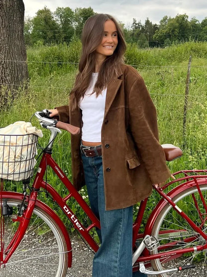 Sophie - Wendejacke mit Taschen in Braun - Vielseitiger und warmer Herbstmantel mit langen Ärmeln für Frauen