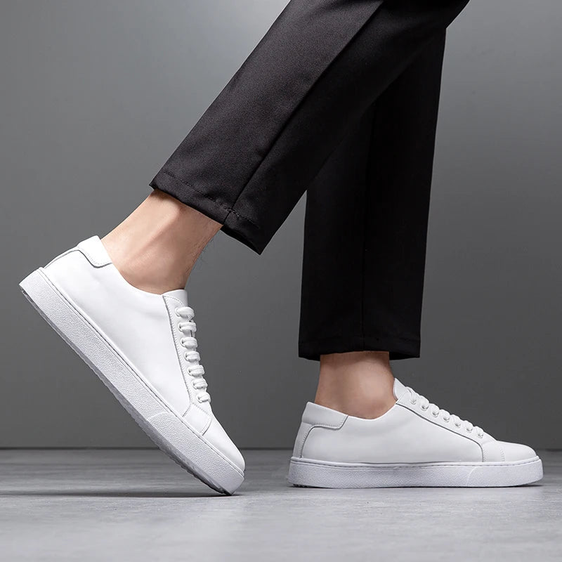 Moderne Herren Leder Sneaker mit weißer Sohle – Elegante Casual Schuhe für Alltag & Business