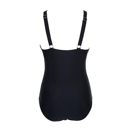 Eleganter Badeanzug für Damen mit Mesh-Details – Tiefem V-Ausschnitt & Figurformend