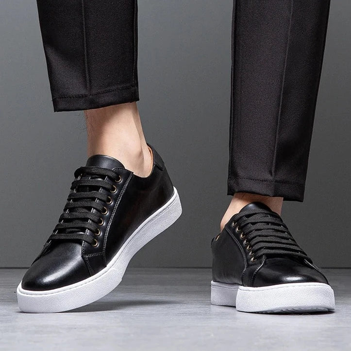 Moderne Herren Leder Sneaker mit weißer Sohle – Elegante Casual Schuhe für Alltag & Business