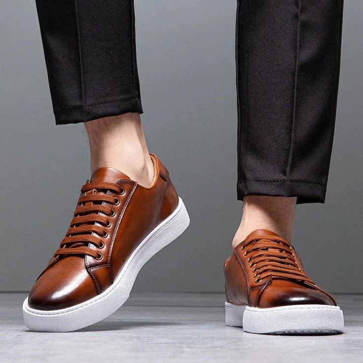 Moderne Herren Leder Sneaker mit weißer Sohle – Elegante Casual Schuhe für Alltag & Business
