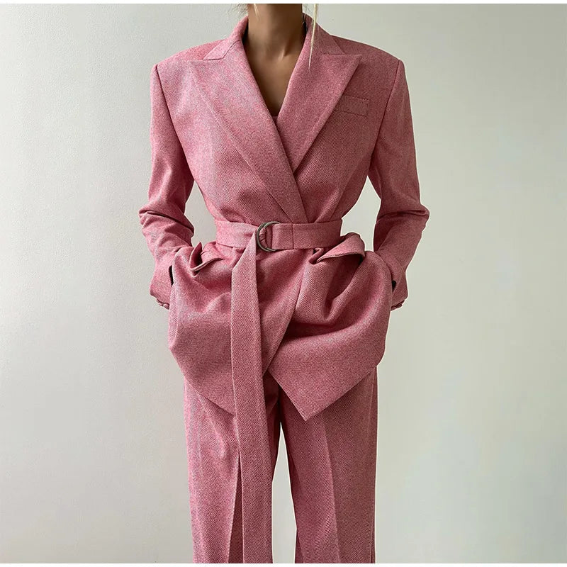 Maëlyse - Dreiteiliges Ensemble Power Elegance Blazer, Corset Top mit Reißverschluss und Hochtaillierte Hose
