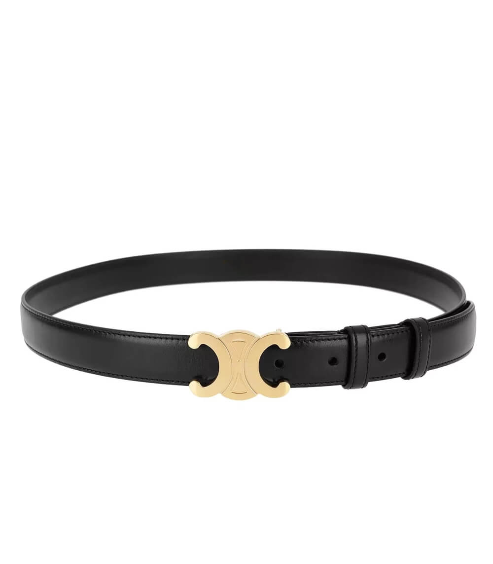 Héloïse - Schwarzer Leder-Gürtel mit Goldener Schnalle | Eleganz und Vielseitigkeit für Alle Anlässe