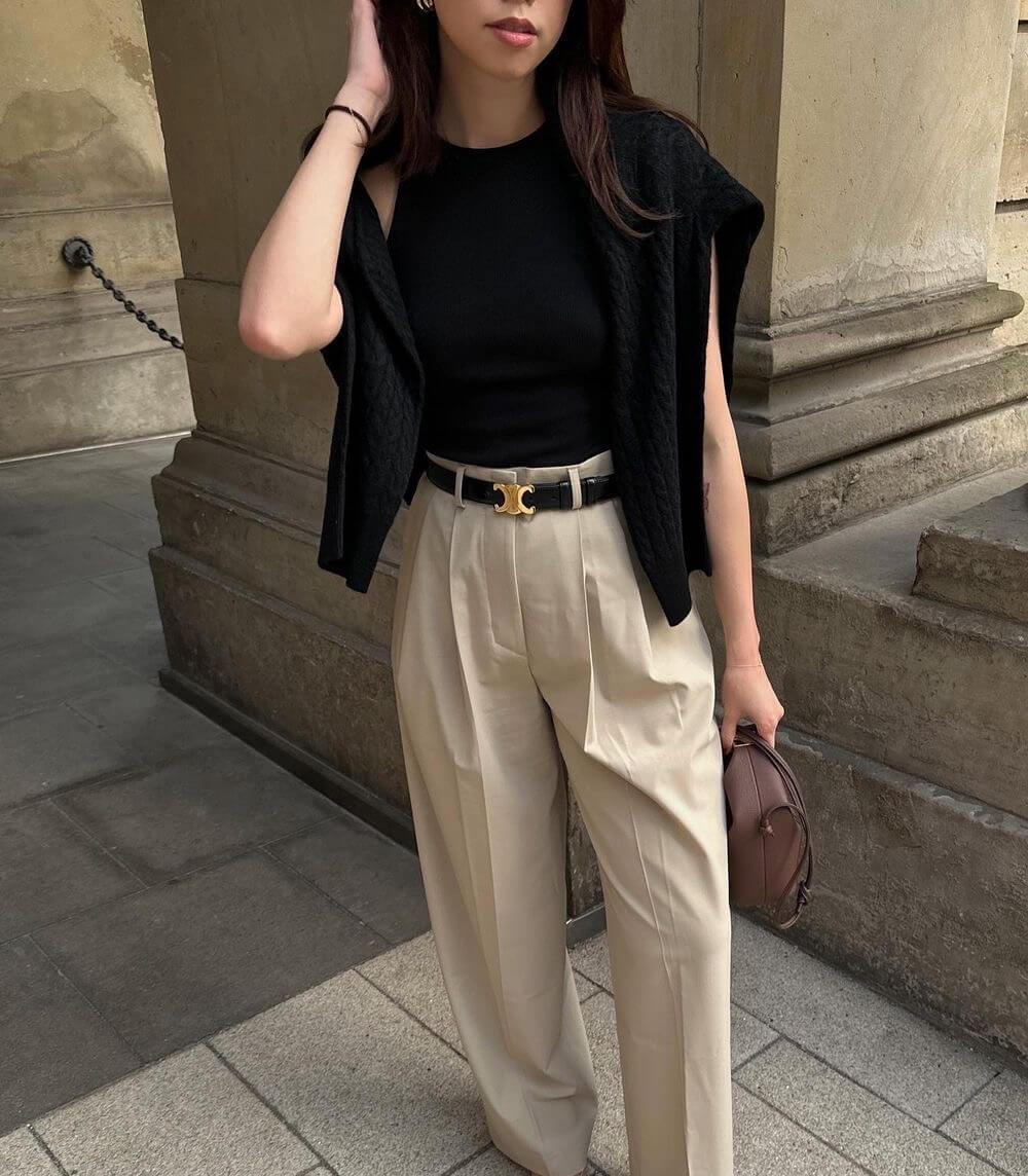 Héloïse - Schwarzer Leder-Gürtel mit Goldener Schnalle | Eleganz und Vielseitigkeit für Alle Anlässe