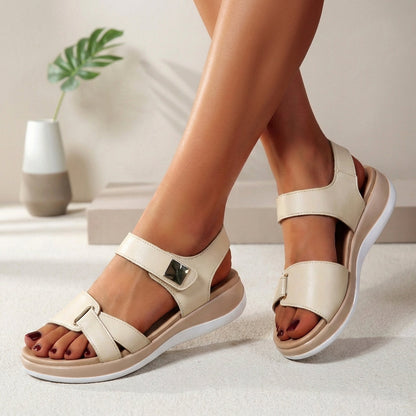 Komfortable Sandalen mit Klettverschluss für Damen – Orthopädische Freizeitsandalen mit Keilsohle