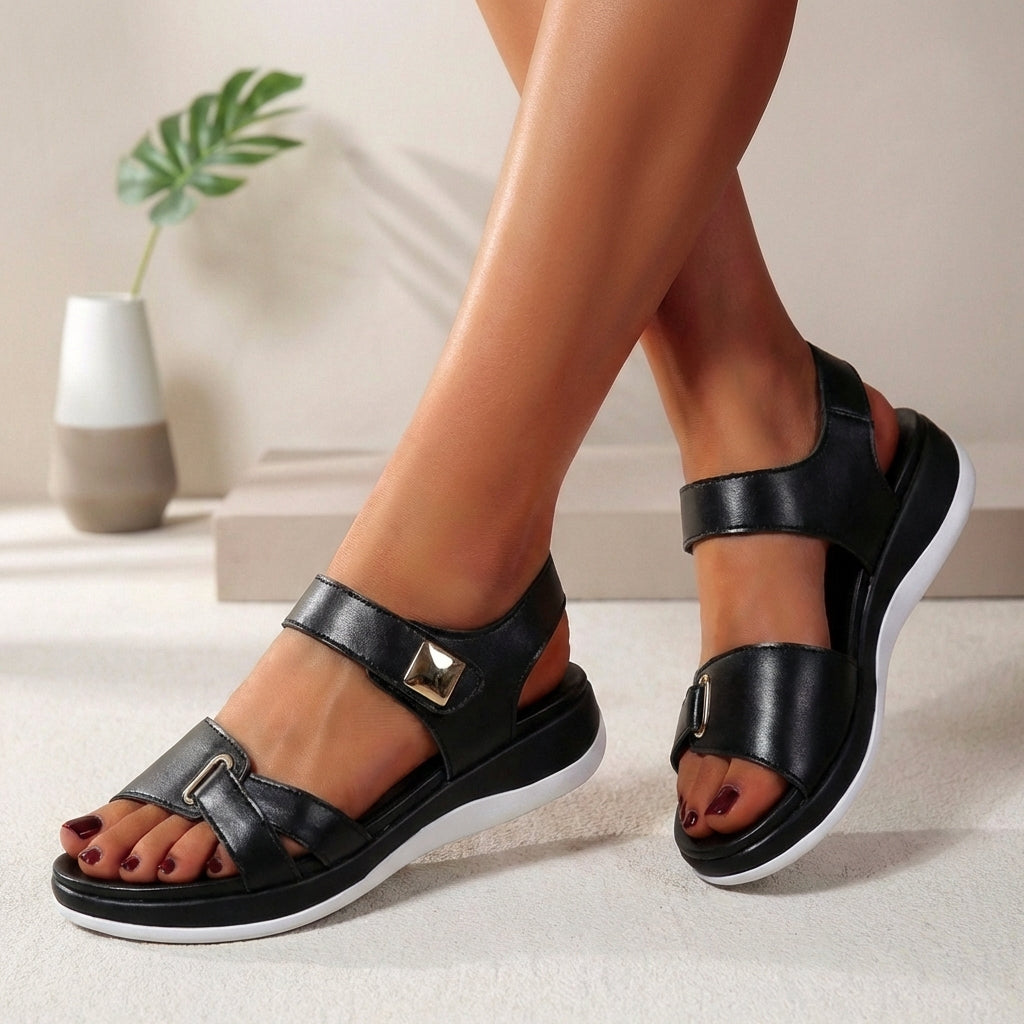 Komfortable Sandalen mit Klettverschluss für Damen – Orthopädische Freizeitsandalen mit Keilsohle