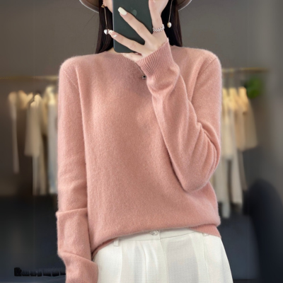 Regina - Bequemer Pullover aus blauer Kaschmirwolle mit Rundhalsausschnitt