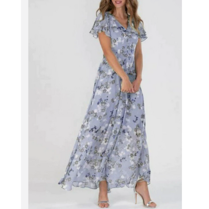 Amarante - Maxikleid mit Volantärmeln und floralem Muster