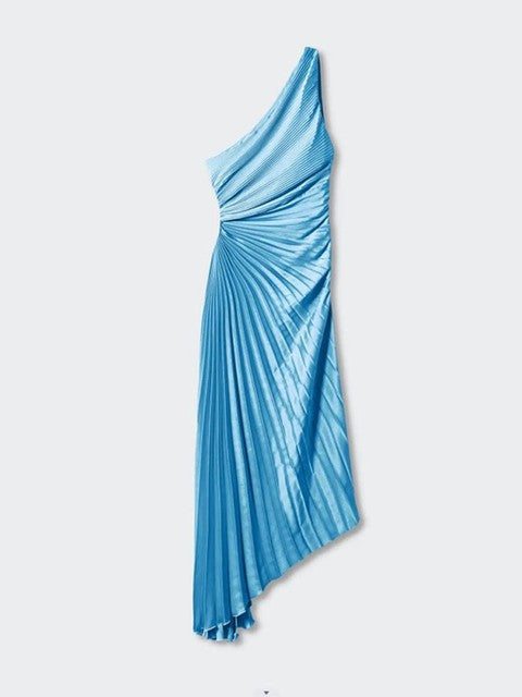 Elegantes One-Shoulder Plissee Kleid mit asymmetrischem Saum für Damen – Figurbetontes Abendkleid