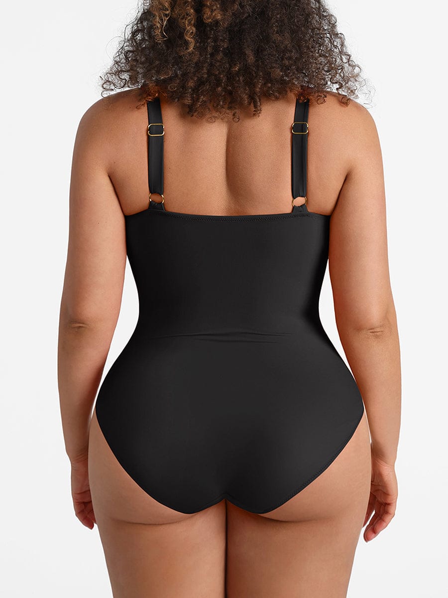 Figurformender Badeanzug mit Ring-Detail – Bauchkontrolle & Verstellbare Träger für Damen