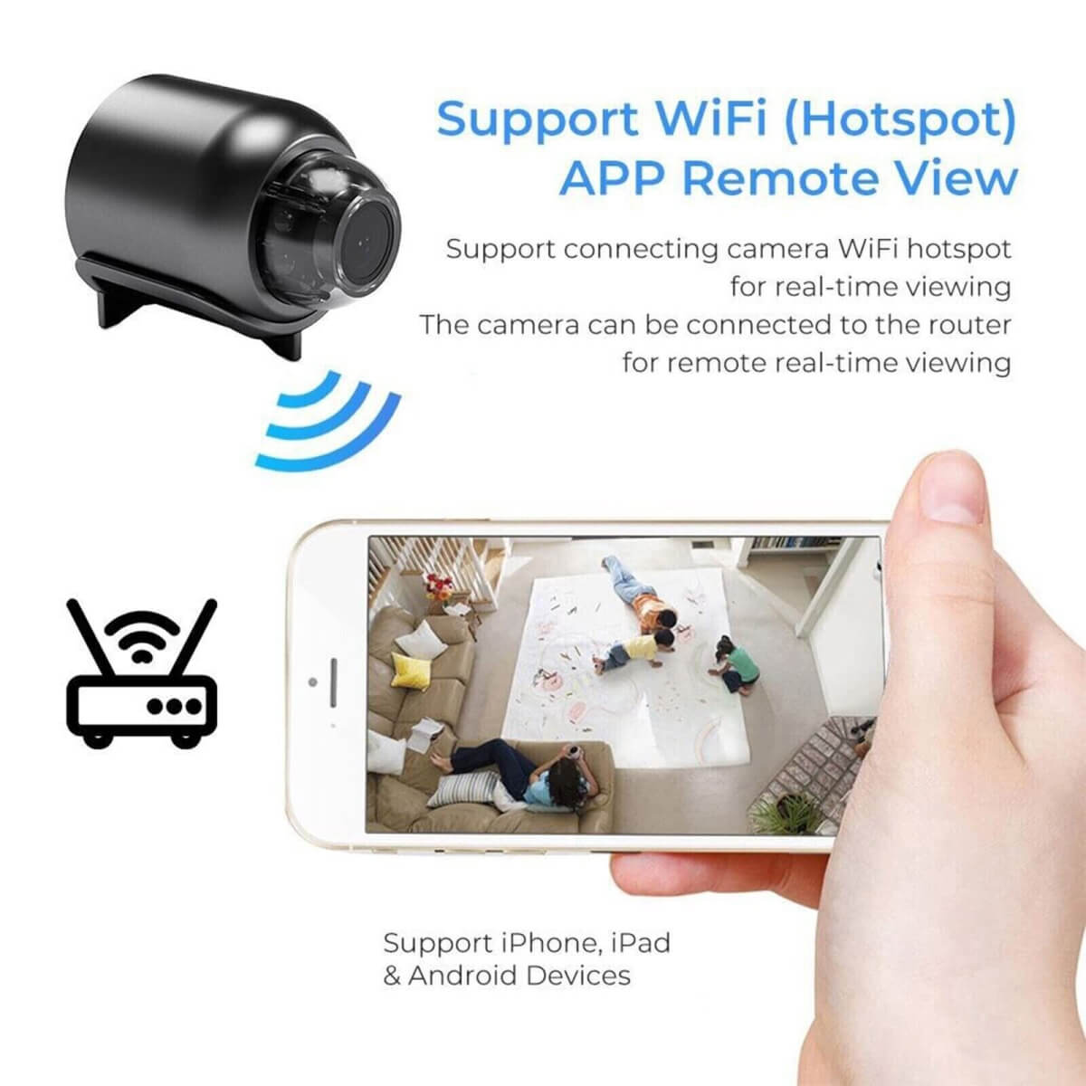 MiniVigi - Mini-Wi-Fi-Kamera mit 1080P wasserdicht und 160° Nachtsicht
