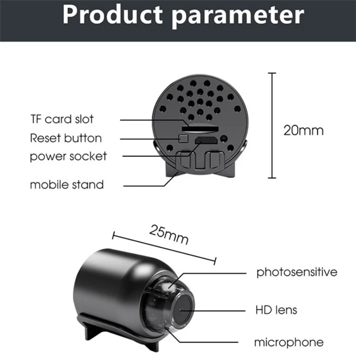 MiniVigi - Mini-Wi-Fi-Kamera mit 1080P wasserdicht und 160° Nachtsicht