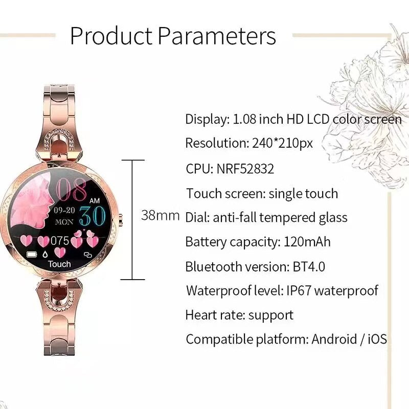 BellePulse - Wasserdichte Fitness-Smartwatch für Frauen Pulsewatch