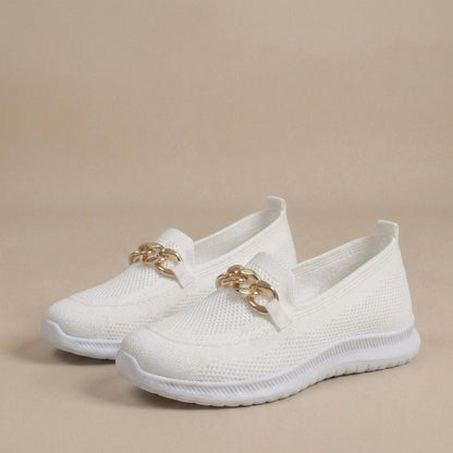 Bequeme Slip-On Sneaker für Damen – Leichte Mesh Schuhe mit Ketten-Detail & flexibler Sohle