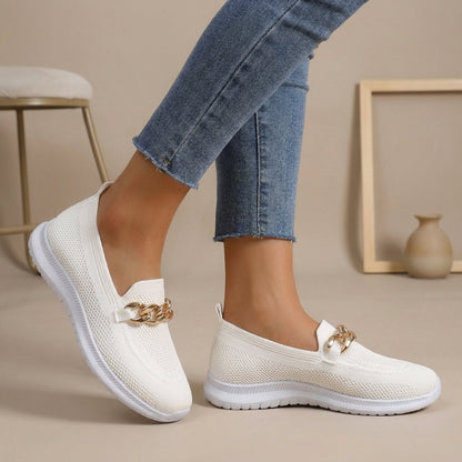 Bequeme Slip-On Sneaker für Damen – Leichte Mesh Schuhe mit Ketten-Detail & flexibler Sohle