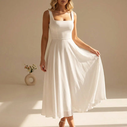 Elegantes Damen Midikleid mit A-Linie – Figurbetontes Sommerkleid mit schwingendem Rock