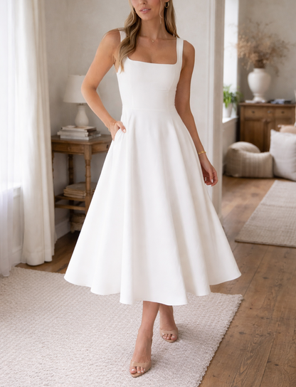 Elegantes Midikleid mit Ausgestelltem Rock für Damen – Zeitloses Ärmelloses Kleid für Besondere Anlässe