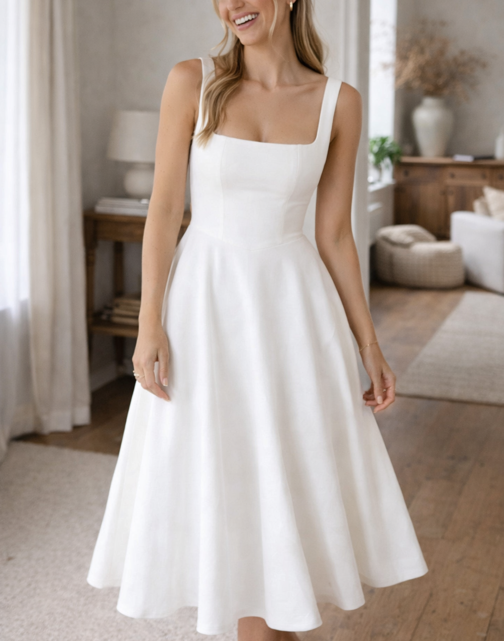 Elegantes Midikleid mit Ausgestelltem Rock für Damen – Zeitloses Ärmelloses Kleid für Besondere Anlässe