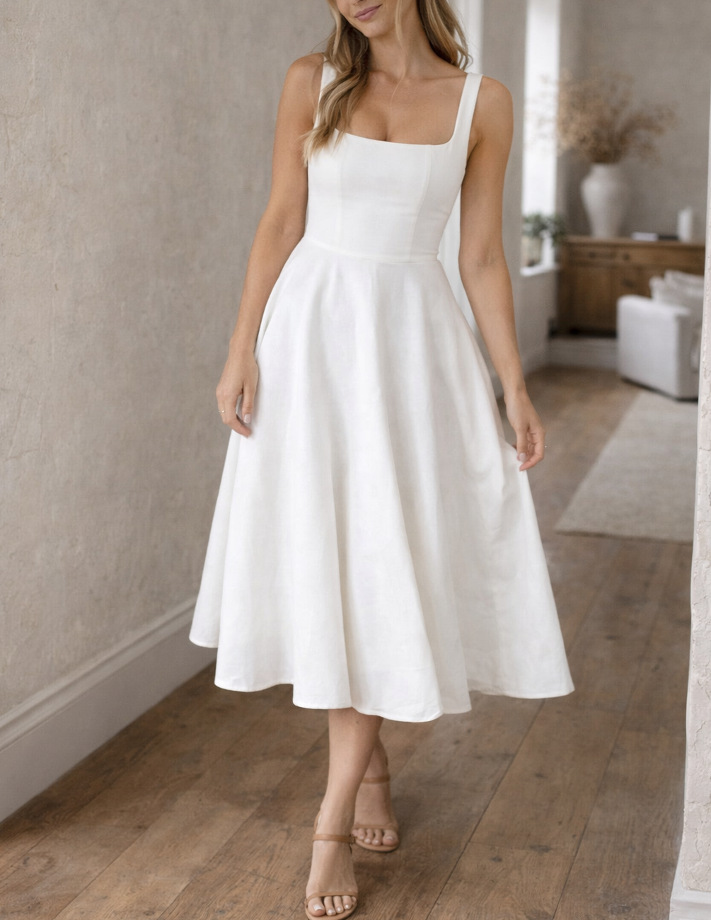 Elegantes Midikleid mit Ausgestelltem Rock für Damen – Zeitloses Ärmelloses Kleid für Besondere Anlässe
