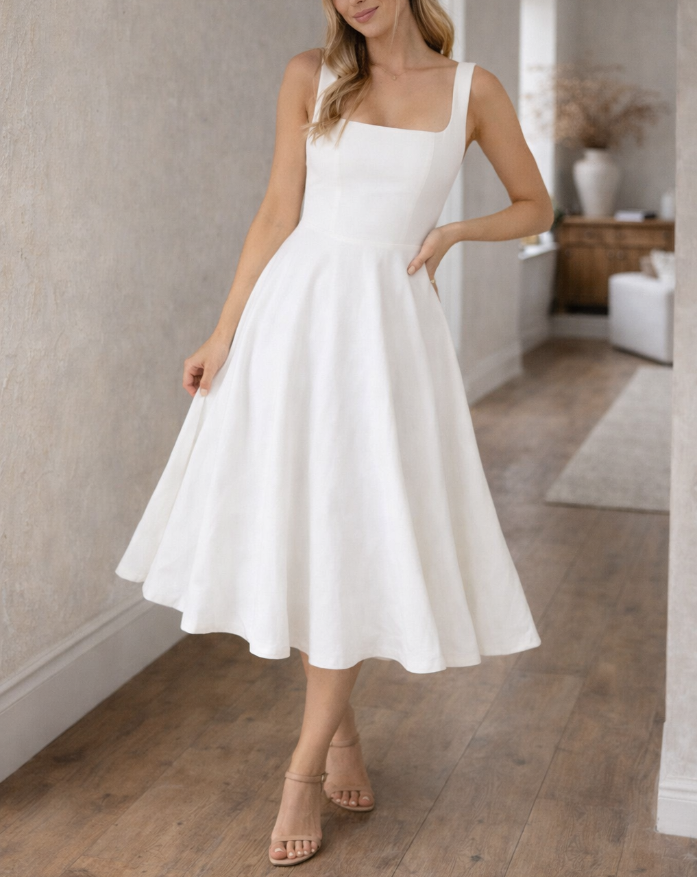Elegantes Midikleid mit Ausgestelltem Rock für Damen – Zeitloses Ärmelloses Kleid für Besondere Anlässe