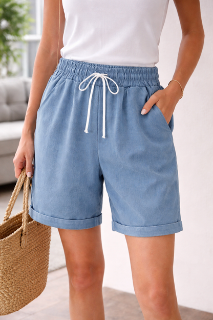 Bequeme Shorts mit Elastikbund für Damen – Lässige Sommer Bermuda mit Kordelzug & Taschen