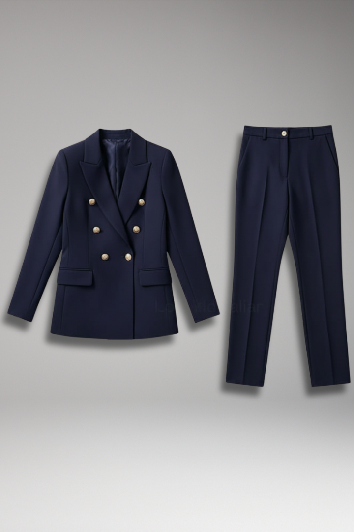 Lyrielle - Elegantes Damenanzug-Set: Blazer im Balmain-Stil und Hochtaillierte Hose