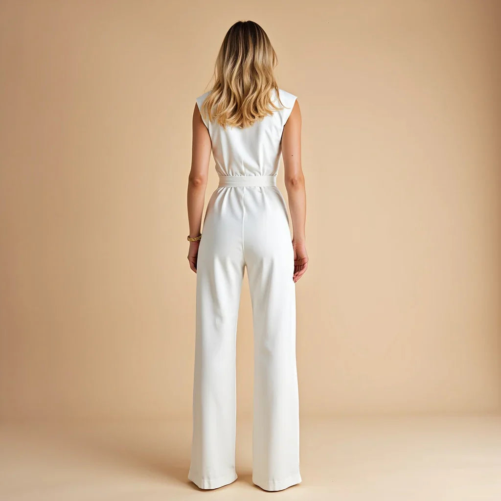 Eleganter Jumpsuit mit Gürtel & weitem Bein für Damen – Figurbetont, stilvoll & perfekt für Büro und Events