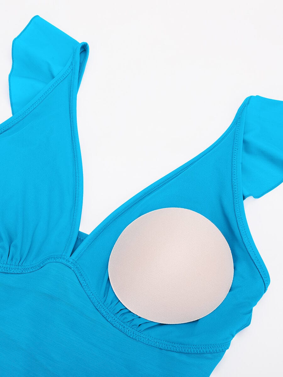Figurformender Badeanzug mit Rüschen & V-Ausschnitt – Eleganter Push-Up Monokini für Damen