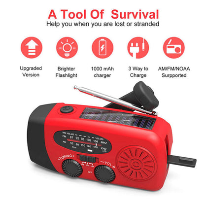 Vivacis - Notfallradio mit Selbstversorgung – Kurbel, Solar, Taschenlampe & Powerbank – FM/AM Radio, Unentbehrlich für Katastrophen und Notfälle