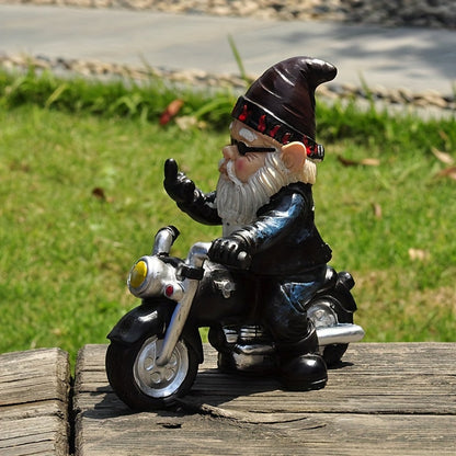 Lustige Garten Zwerg Biker Figur – Coole Motorrad Deko für Garten & Terrasse