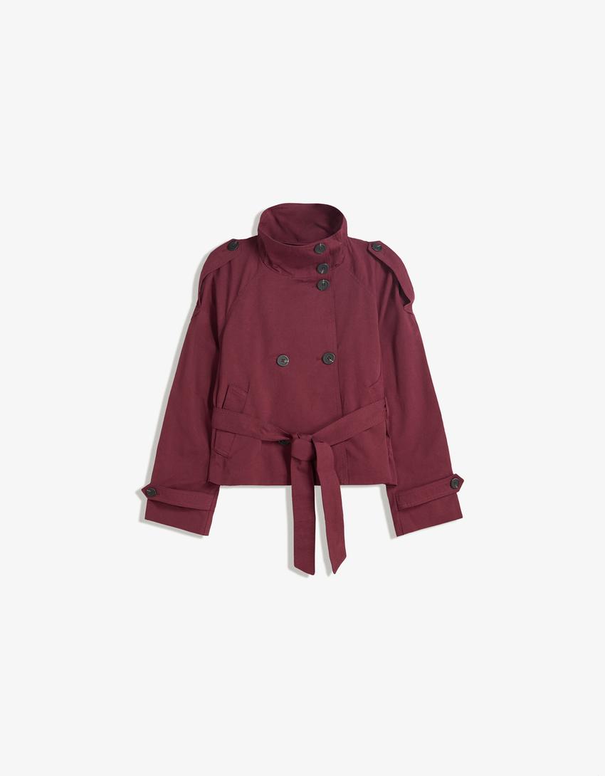 Elvire - Modischer Kurzer Frühlings-Trenchcoat für Frauen, Mit Knöpfen und Taillengürtel