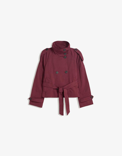 Elvire - Modischer Kurzer Frühlings-Trenchcoat für Frauen, Mit Knöpfen und Taillengürtel