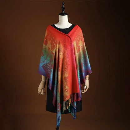 Bérénice - Regenbogen – Boho-Frühjahrs-Schal in sanften Tönen aus Kaschmir mit Fransen
