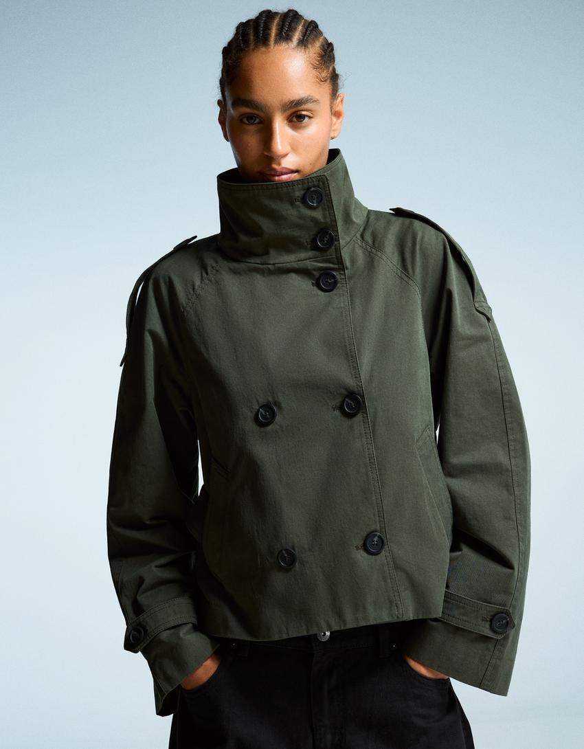 Elvire - Modischer Kurzer Frühlings-Trenchcoat für Frauen, Mit Knöpfen und Taillengürtel