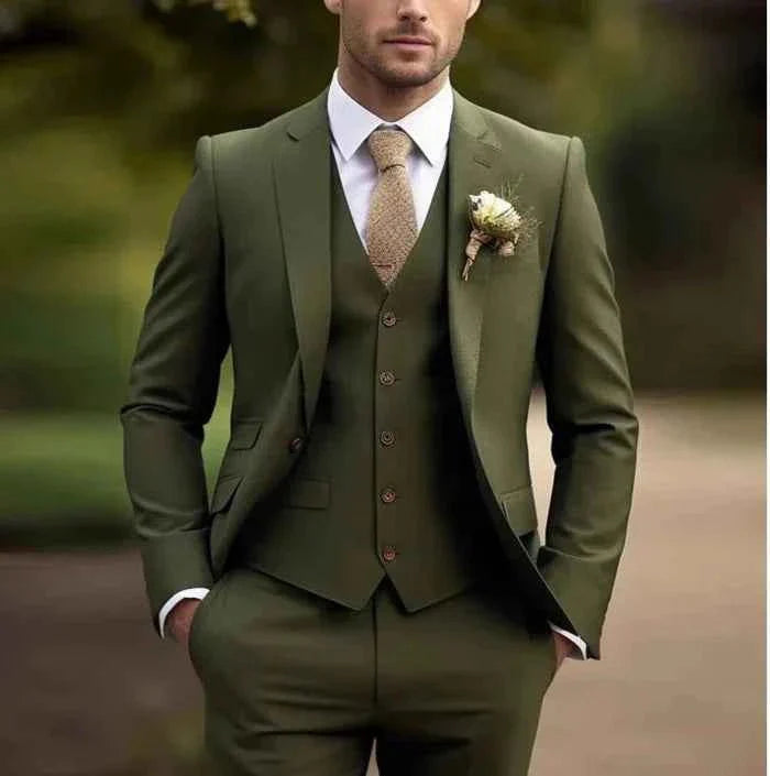 Luxuriöser Herren 3-Teiler Anzug – Eleganter Slim Fit Hochzeits- & Businessanzug