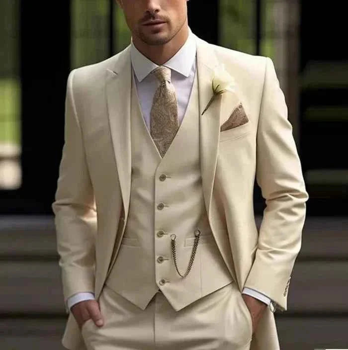 Luxuriöser Herren 3-Teiler Anzug – Eleganter Slim Fit Hochzeits- & Businessanzug